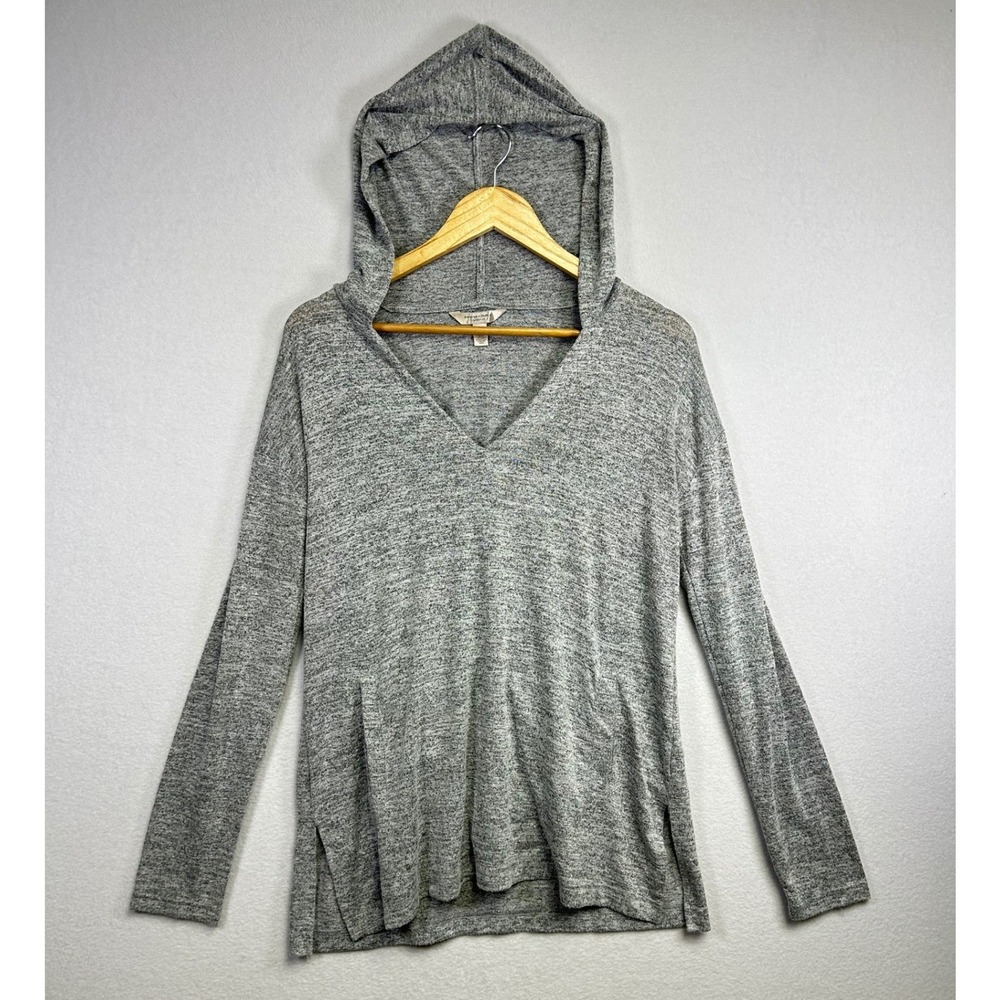 Banana Republic LuxeSpun Grey Heathered V Neck‎ Hoodie Sweatshirt Women's Small